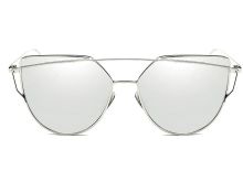 OKULARY LUSTRZANKI GLAM ROCK KOCIE OKO CAT EYE SREBRNE SILVER 