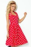 30-12 Rockabilly pin up sukienka - CZERWONA w białe kropki - Z GUZIKAMI