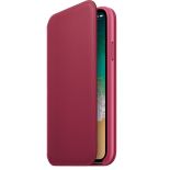 Apple Leather Folio - Skórzane etui iPhone X z kieszeniami na karty (malinowy)