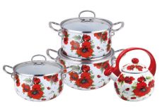 GARNKI EMALIOWANE 7 EL. EDEL HOFF POPPY EH-7053-R