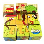EDUKACYJNE DREWNIANE KLOCKI DLA DZIECI PUZZLE UKŁADANKA
