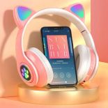 Słuchawki bezprzewodowe bluetooth kocie uszy LED SKU:300-B